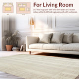 Ultra Soft Area Rug, Non Slip, Stain Resistant, Washable Area Rugs for Living Room, Bedroom, Rustic Braided Earthy Tones(Beige)