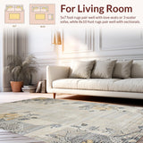 Ultra Soft Area Rug, Non Slip, Stain Resistant, Washable Area Rugs for Living Room, Bedroom, Elegant Oversized Floral Geometry(Beige)