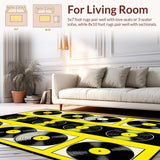 Ultra Soft Area Rug, Non Slip, Stain Resistant, Washable Area Rugs for Living Room, Bedroom, Funky Vintage Abstract Aesthetic(Black)