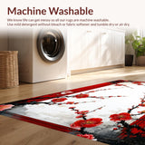 Ultra Soft Area Rug, Non Slip, Stain Resistant, Washable Area Rugs for Living Room, Bedroom, Rustic Multi-Color Botanical Print(Red)