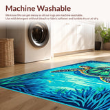 Ultra Soft Area Rug, Non Slip, Stain Resistant, Washable Area Rugs for Living Room, Bedroom, Serene Marine Life Composition(Blue)
