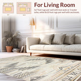 Ultra Soft Area Rug, Non Slip, Stain Resistant, Washable Area Rugs for Living Room, Bedroom, Chic Neutral Toned Geometric Arrangement(Beige)