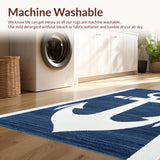 Ultra Soft Area Rug, Non Slip, Stain Resistant, Washable Area Rugs for Living Room, Bedroom, Modern Abstract Ocean Motif(Blue)