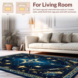 Ultra Soft Area Rug, Non Slip, Stain Resistant, Washable Area Rugs for Living Room, Bedroom, Luxurious Night Sky Medallion(Blue)
