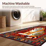 Ultra Soft Area Rug, Non Slip, Stain Resistant, Washable Area Rugs for Living Room, Bedroom, Funky Ethnic Animal Print(Red)