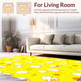 Ultra Soft Area Rug, Non Slip, Stain Resistant, Washable Area Rugs for Living Room, Bedroom, Whimsical Yellow and White Palette(Yellow)