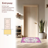 Ultra Soft Area Rug, Non Slip, Stain Resistant, Washable Area Rugs for Living Room, Bedroom, Feminine Elegant Blooming Vibes(White)