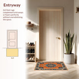 Ultra Soft Area Rug, Non Slip, Stain Resistant, Washable Area Rugs for Living Room, Bedroom, Playful Striped Citrus Theme(Orange)