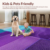Ultra Soft Area Rug, Non Slip, Stain Resistant, Washable Area Rugs for Living Room, Bedroom, Non-Slip Contemporary Classroom Area Rug(Purple)