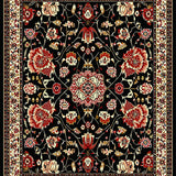 Ultra Soft Area Rug, Non Slip, Stain Resistant, Washable Area Rugs for Living Room, Bedroom, Chic Low-Pile Floral Arrangement(Black)