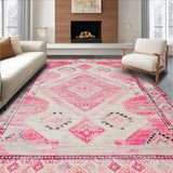 Ultra Soft Area Rug, Non Slip, Stain Resistant, Washable Area Rugs for Living Room, Bedroom, Modern Boho Abstract Patterns(Pink)