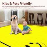 Ultra Soft Area Rug, Non Slip, Stain Resistant, Washable Area Rugs for Living Room, Bedroom, Retro Inspired Smiley Vibe(Yellow)