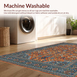 Ultra Soft Area Rug, Non Slip, Stain Resistant, Washable Area Rugs for Living Room, Bedroom, Timeless Blue and Brown Harmony(Brown)