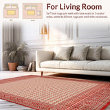 Ultra Soft Area Rug, Non Slip, Stain Resistant, Washable Area Rugs for Living Room, Bedroom, Scarlet Trebol Weave Backyard & Patio Area(Red)