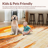 Ultra Soft Area Rug, Non Slip, Stain Resistant, Washable Area Rugs for Living Room, Bedroom, Charming Vintage Sun Print(Orange)