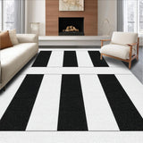 Ultra Soft Area Rug, Non Slip, Stain Resistant, Washable Area Rugs for Living Room, Bedroom, Classic Monochrome Striped Decor Rug with Contemporary Linear Design(Black)