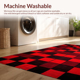 Ultra Soft Area Rug, Non Slip, Stain Resistant, Washable Area Rugs for Living Room, Bedroom, Contemporary Bold Graphic Pattern(Red)