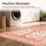 Ultra Soft Area Rug, Non Slip, Stain Resistant, Washable Area Rugs for Living Room, Bedroom, Vibrant Floral Tree Motif(White)