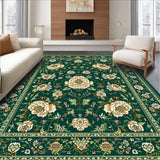 Ultra Soft Area Rug, Non Slip, Stain Resistant, Washable Area Rugs for Living Room, Bedroom, Luxurious Deep Emerald Floral Motif(Green)