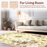 Ultra Soft Area Rug, Non Slip, Stain Resistant, Washable Area Rugs for Living Room, Bedroom, Vintage Medallion Charm(Gold)