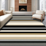 Ultra Soft Area Rug, Non Slip, Stain Resistant, Washable Area Rugs for Living Room, Bedroom, Contemporary Stripe Area Midnight Collection(Black)