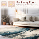 Ultra Soft Area Rug, Non Slip, Stain Resistant, Washable Area Rugs for Living Room, Bedroom, Contemporary Earthy Abstract Composition(Gray)