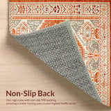 Ultra Soft Area Rug, Non Slip, Stain Resistant, Washable Area Rugs for Living Room, Bedroom, Classic Striped Rustic Charm(Orange)