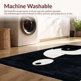 Ultra Soft Area Rug, Non Slip, Stain Resistant, Washable Area Rugs for Living Room, Bedroom, Elegant Black and White Symmetrical Art(Black)