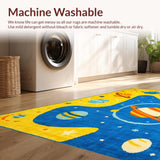 Ultra Soft Area Rug, Non Slip, Stain Resistant, Washable Area Rugs for Living Room, Bedroom, Space-Themed Lively Visual Arrangement(Yellow)