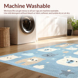 Ultra Soft Area Rug, Non Slip, Stain Resistant, Washable Area Rugs for Living Room, Bedroom, Serene Pastel Cartoon Imagery(Blue)