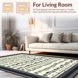 Ultra Soft Area Rug, Non Slip, Stain Resistant, Washable Area Rugs for Living Room, Bedroom, Sleek Modern Music-Inspired Illustration(Black)