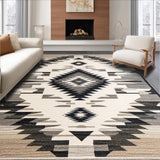 Ultra Soft Area Rug, Non Slip, Stain Resistant, Washable Area Rugs for Living Room, Bedroom, Contemporary Round With Bold Southwestern Inspired Geometric Weaves(Gray)