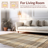 Ultra Soft Area Rug, Non Slip, Stain Resistant, Washable Area Rugs for Living Room, Bedroom, Rustic Multi-Colored Woven Texture(Beige)