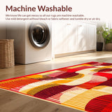 Ultra Soft Area Rug, Non Slip, Stain Resistant, Washable Area Rugs for Living Room, Bedroom, Scandinavian Inspired Bold Patterns(Red)
