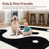 Ultra Soft Area Rug, Non Slip, Stain Resistant, Washable Area Rugs for Living Room, Bedroom, Stylish Minimalist Cat Symbolism(White)