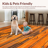 Ultra Soft Area Rug, Non Slip, Stain Resistant, Washable Area Rugs for Living Room, Bedroom, Whimsical Tiger Inspired Artwork(Orange)