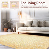 Ultra Soft Area Rug, Non Slip, Stain Resistant, Washable Area Rugs for Living Room, Bedroom, Elegant Floral Accent Beige Paisley Entry Design(Beige)