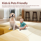 Ultra Soft Area Rug, Non Slip, Stain Resistant, Washable Area Rugs for Living Room, Bedroom, Aurelian Echoes Gold & Beige Modern Indoor Subtle Chic(Gold)