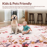 Ultra Soft Area Rug, Non Slip, Stain Resistant, Washable Area Rugs for Living Room, Bedroom, Whimsical Petal Patterned Rug(Pink)