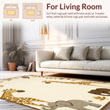 Ultra Soft Area Rug, Non Slip, Stain Resistant, Washable Area Rugs for Living Room, Bedroom, Serene Neutral Tones with Animal Art(Beige)