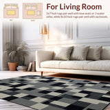 Ultra Soft Area Rug, Non Slip, Stain Resistant, Washable Area Rugs for Living Room, Bedroom, Playful Black and White Pattern(Gray)