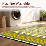 Geometric Stripe and Floral Area with Mustard Cream(Yellow)