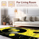 Ultra Soft Area Rug, Non Slip, Stain Resistant, Washable Area Rugs for Living Room, Bedroom, Stylish Minimalist Music Theme(Yellow)