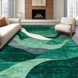 Ultra Soft Area Rug, Non Slip, Stain Resistant, Washable Area Rugs for Living Room, Bedroom, Sleek Blue-Gray Linear Arrangement(Green)