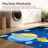 Ultra Soft Area Rug, Non Slip, Stain Resistant, Washable Area Rugs for Living Room, Bedroom, Whimsical Celestial Cartoon Imagery(Blue)