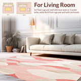 Ultra Soft Area Rug, Non Slip, Stain Resistant, Washable Area Rugs for Living Room, Bedroom, Dusty Rose and Cream Abstract Area With Geometric Flow Design(Red)