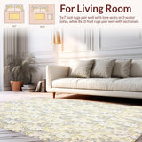 Ultra Soft Area Rug, Non Slip, Stain Resistant, Washable Area Rugs for Living Room, Bedroom, Modern Floral Area Stylish Low Pile(Ivory)