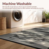 Ultra Soft Area Rug, Non Slip, Stain Resistant, Washable Area Rugs for Living Room, Bedroom, Contemporary Black and White Stripes(Black)