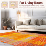 Ultra Soft Area Rug, Non Slip, Stain Resistant, Washable Area Rugs for Living Room, Bedroom, Eye-catching Warm Toned Motif(Orange)