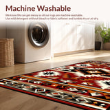 Ultra Soft Area Rug, Non Slip, Stain Resistant, Washable Area Rugs for Living Room, Bedroom, Chic Minimalist Geometric Arrangement(Red)